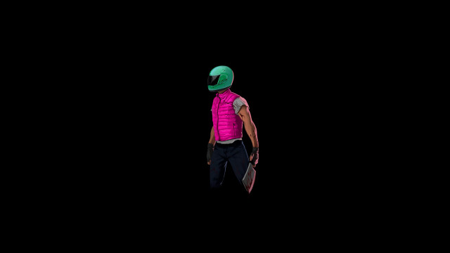 Skateboarder green hair helmet pink free wallpaper for desktop - medium preview image