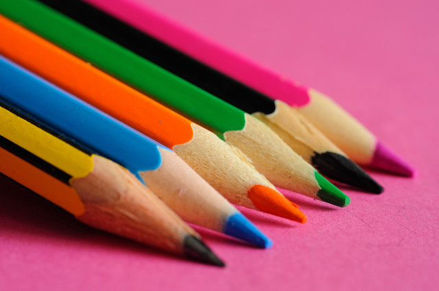 Colored pencils pink background childs #2 free wallpaper for desktop - medium preview image