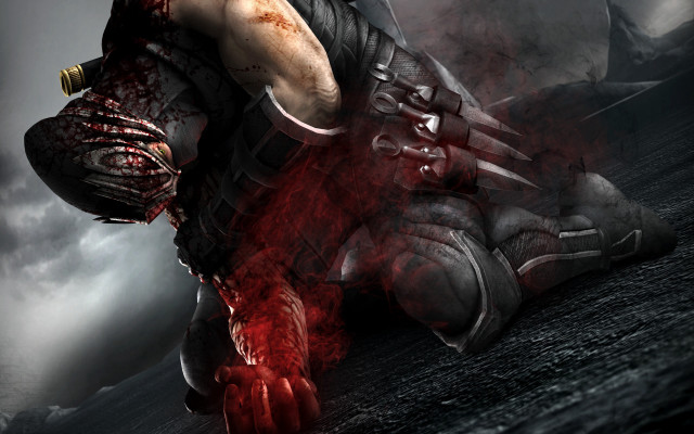Bloody man kneeling sky armor free wallpaper for desktop - medium preview image
