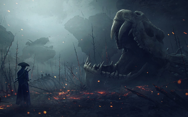 Man dinosaur forest hat fire free wallpaper for desktop - medium preview image