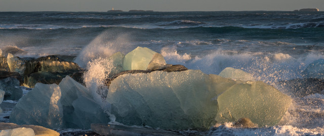 Ice chunks waves shore beach free wallpaper for desktop - medium preview image