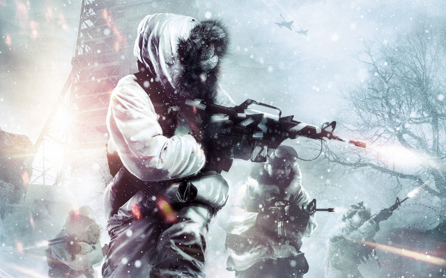 Man gun snowy night starry free wallpaper for desktop - medium preview image