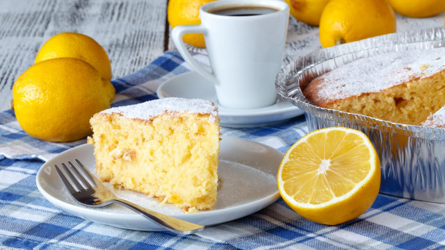 Cake plate fork coffee lemons free wallpaper for desktop - medium preview image