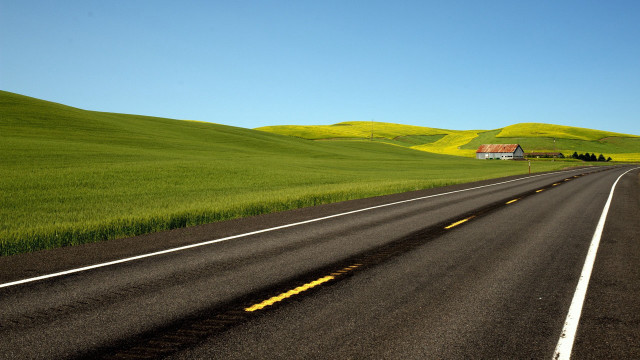 Road house greenfield blue sky free wallpaper for desktop - medium preview image