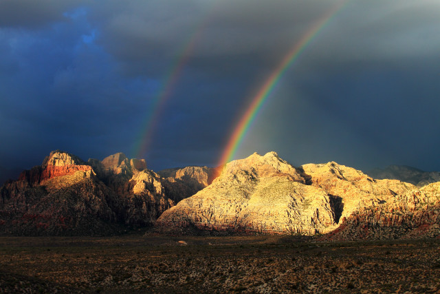 Rainbow mountain desert matte nature free wallpaper for desktop - medium preview image