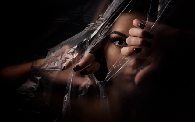 Woman dark makeup plastic bag free wallpaper for desktop - medium preview image