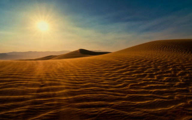 Desert sunset sand dunes mountains free wallpaper for desktop - medium preview image