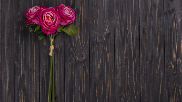 Pink rose wooden surface green free wallpaper for desktop - medium preview image