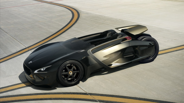 Black sports car runway yellow free wallpaper for desktop - medium preview image