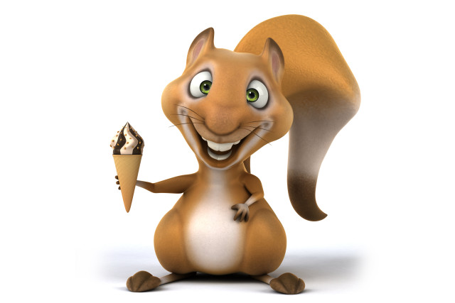 Cartoon squirrel icecream smile green free wallpaper for desktop - medium preview image