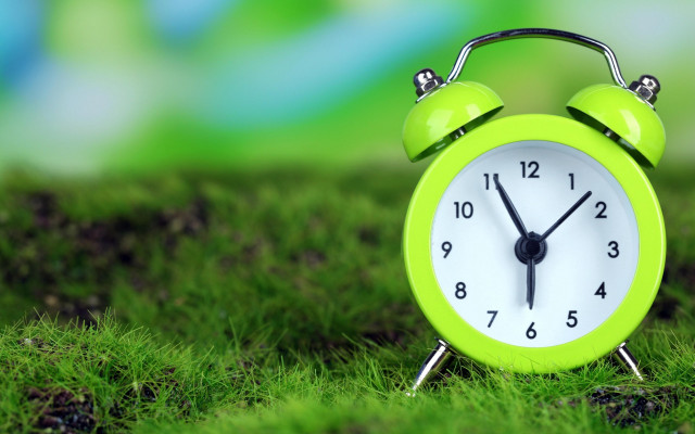 Green alarm clock field blurry free wallpaper for desktop - medium preview image