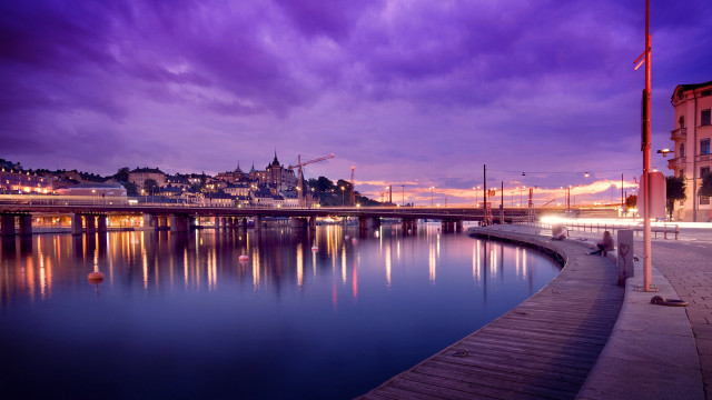 City skyline bridge river night #101 free wallpaper for desktop - medium preview image