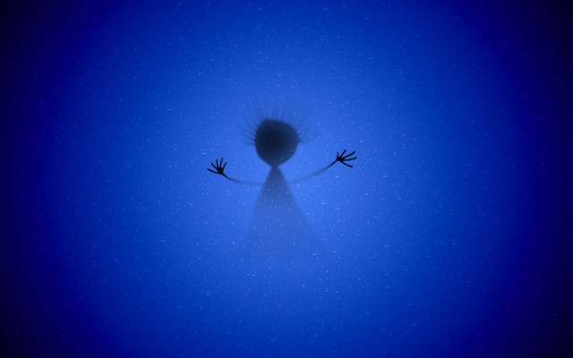 Shadow person arms outstretched blue #2 free wallpaper for desktop - medium preview image