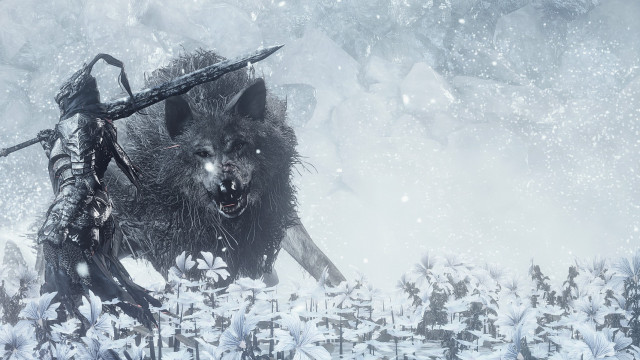 Wolf horned runner snowy forest free wallpaper for desktop - medium preview image