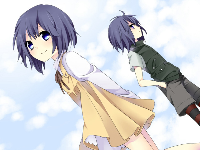 Anime characters standing air together free wallpaper for desktop - medium preview image