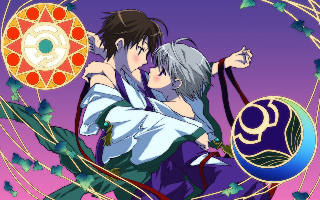 Couple hugging purple background leaves free wallpaper for desktop - medium preview image