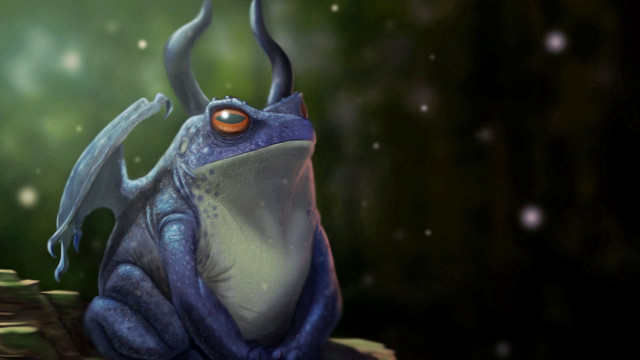 Blue frog glowing eye rock free wallpaper for desktop - medium preview image