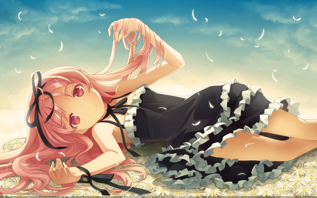 Girl laying ground knife hand free wallpaper for desktop - medium preview image