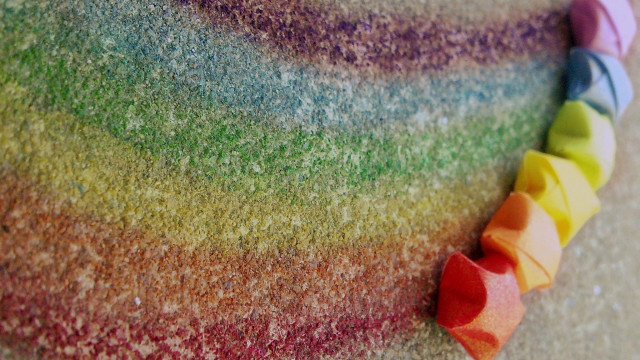 Multicolored paper crayons autumn blurry free wallpaper for desktop - medium preview image