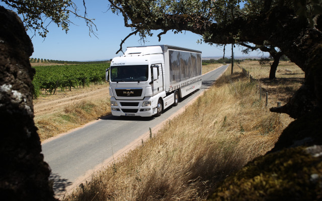 Large truck road grass trees free wallpaper for desktop - medium preview image
