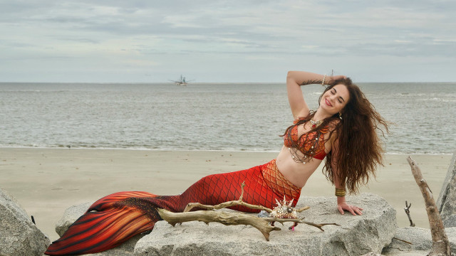 Mermaid beach ship magical realism free wallpaper for desktop - medium preview image