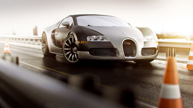 Bugatti car driving road traffic free wallpaper for desktop - medium preview image