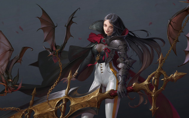 Woman dragon wings armor battle free wallpaper for desktop - medium preview image