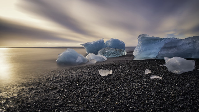 Icebergs beach ocean cloudy sky #2 free wallpaper for desktop - medium preview image
