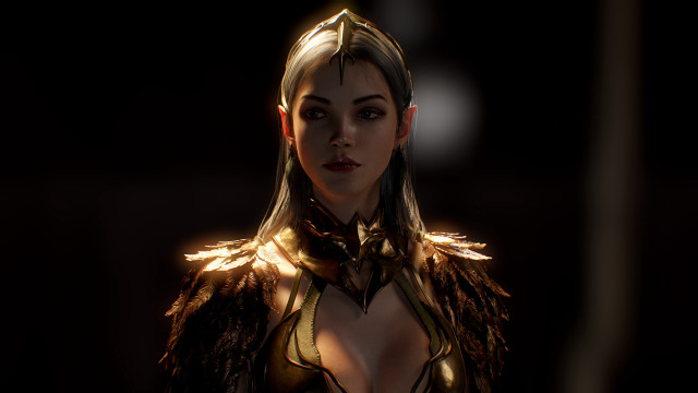 Fantasy woman golden armored wings free wallpaper for desktop - medium preview image