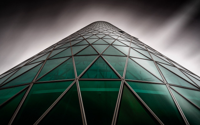 Tall building green glass sky free wallpaper for desktop - medium preview image