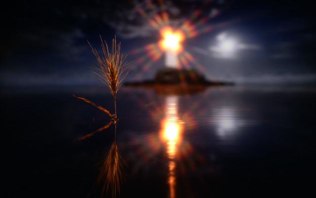 Island cross ocean night radiant free wallpaper for desktop - medium preview image