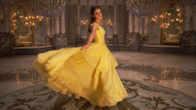 Woman dancing yellow dress chandeliers free wallpaper for desktop - medium preview image