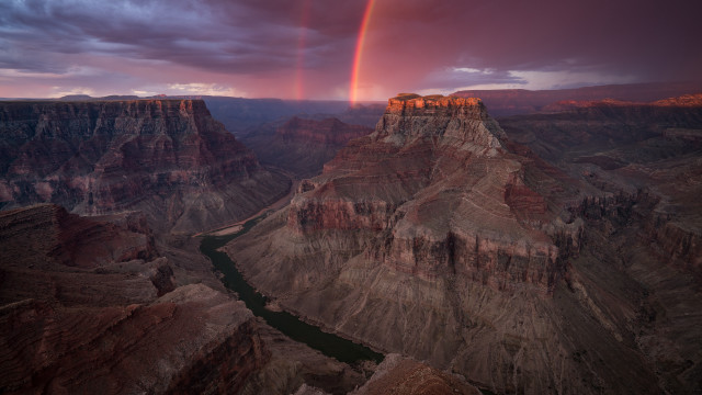 Rainbow over canyon river mountain free wallpaper for desktop - medium preview image