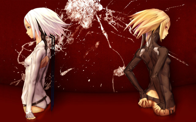 Anime characters broken glass red free wallpaper for desktop - medium preview image