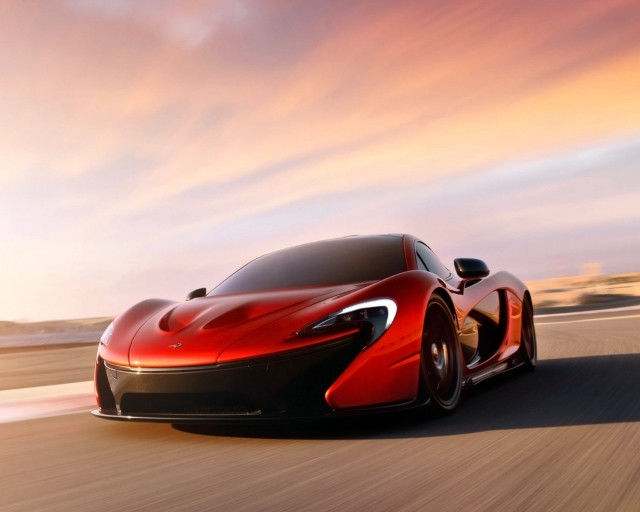 Red sports car sunset road #4 free wallpaper for desktop - medium preview image