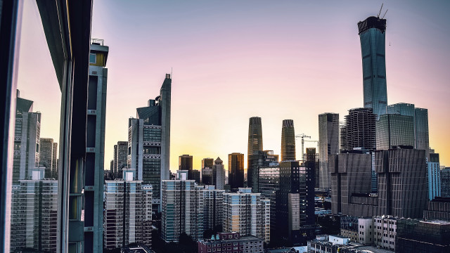 City skyline clocktower sunset bridge free wallpaper for desktop - medium preview image