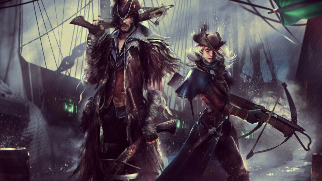 Couple ship pirate fantasy concept free wallpaper for desktop - medium preview image