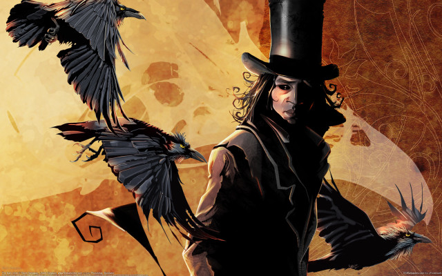 Man top hat crow skull free wallpaper for desktop - medium preview image