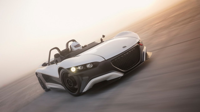 White car hillside fog sunlit free wallpaper for desktop - medium preview image