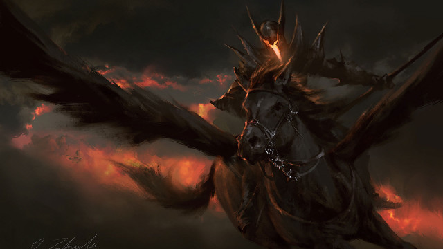 Fantasy heroic horse rider bird free wallpaper for desktop - medium preview image