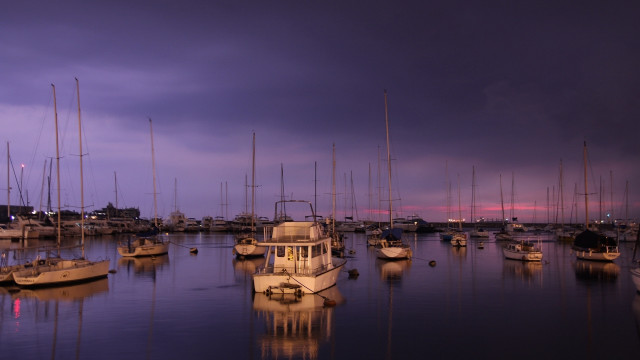 Boats lake night pink sky free wallpaper for desktop - medium preview image