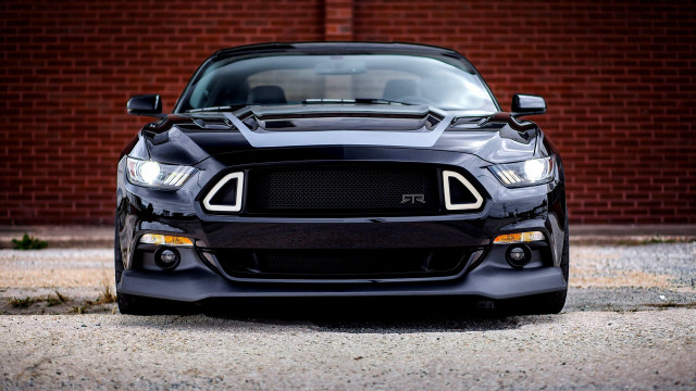 Black mustang hood up lights free wallpaper for desktop - medium preview image