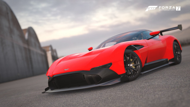 Red sports car road building free wallpaper for desktop - medium preview image