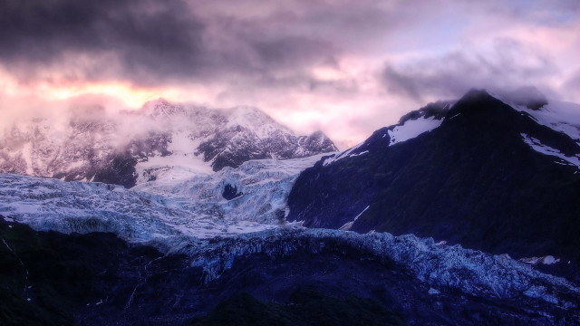 Snowy mountain cloudy sky bird free wallpaper for desktop - medium preview image