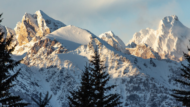 Snowy mountains forests lake blue #2 free wallpaper for desktop - medium preview image