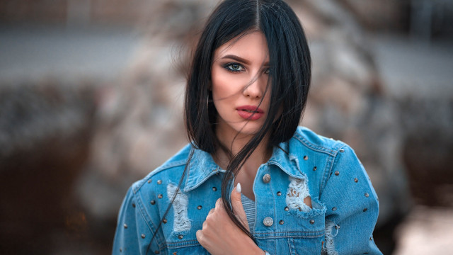 Elina karimova blue jean jacket free wallpaper for desktop - medium preview image