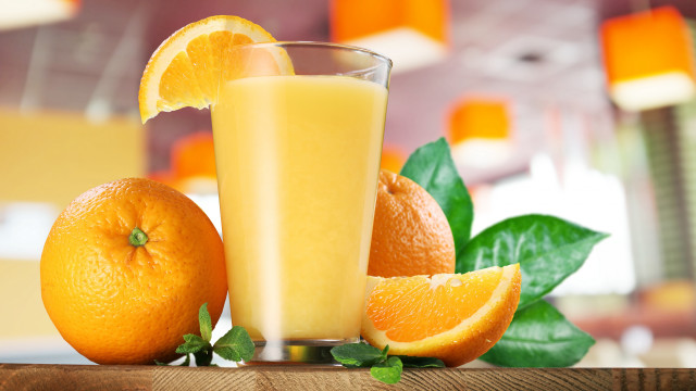 Orange juice oranges leaves rayonism free wallpaper for desktop - medium preview image