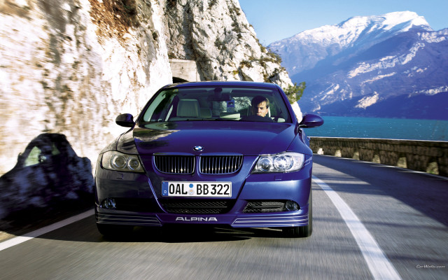 Blue car mountain road woman free wallpaper for desktop - medium preview image