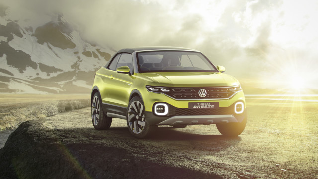 Yellow volkswagen suv mountains road free wallpaper for desktop - medium preview image