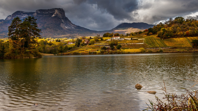 Lake mountains cloudy sky trees #2 free wallpaper for desktop - medium preview image
